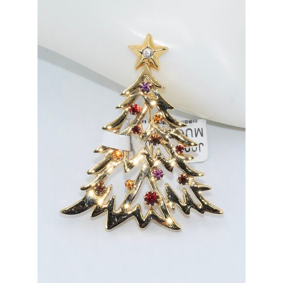 Rare ST. JOHN Swarovski Rhinestones Christmas Tree Designer Brooch Pin - Picture 2 of 5